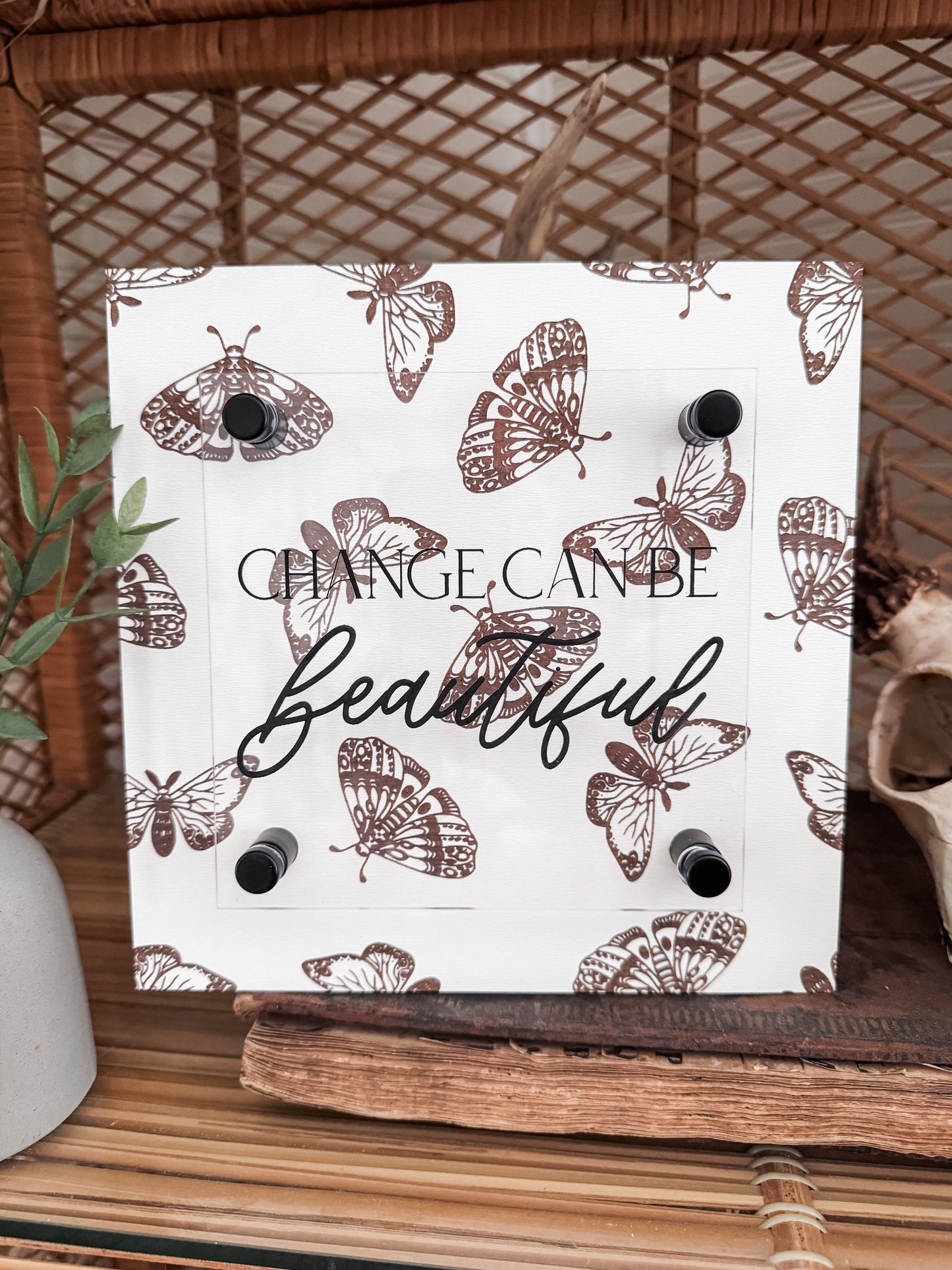 Change Can Be Beautiful Butterfly Background Sign | Stand off Sign | Home Decor | Shelf Decor