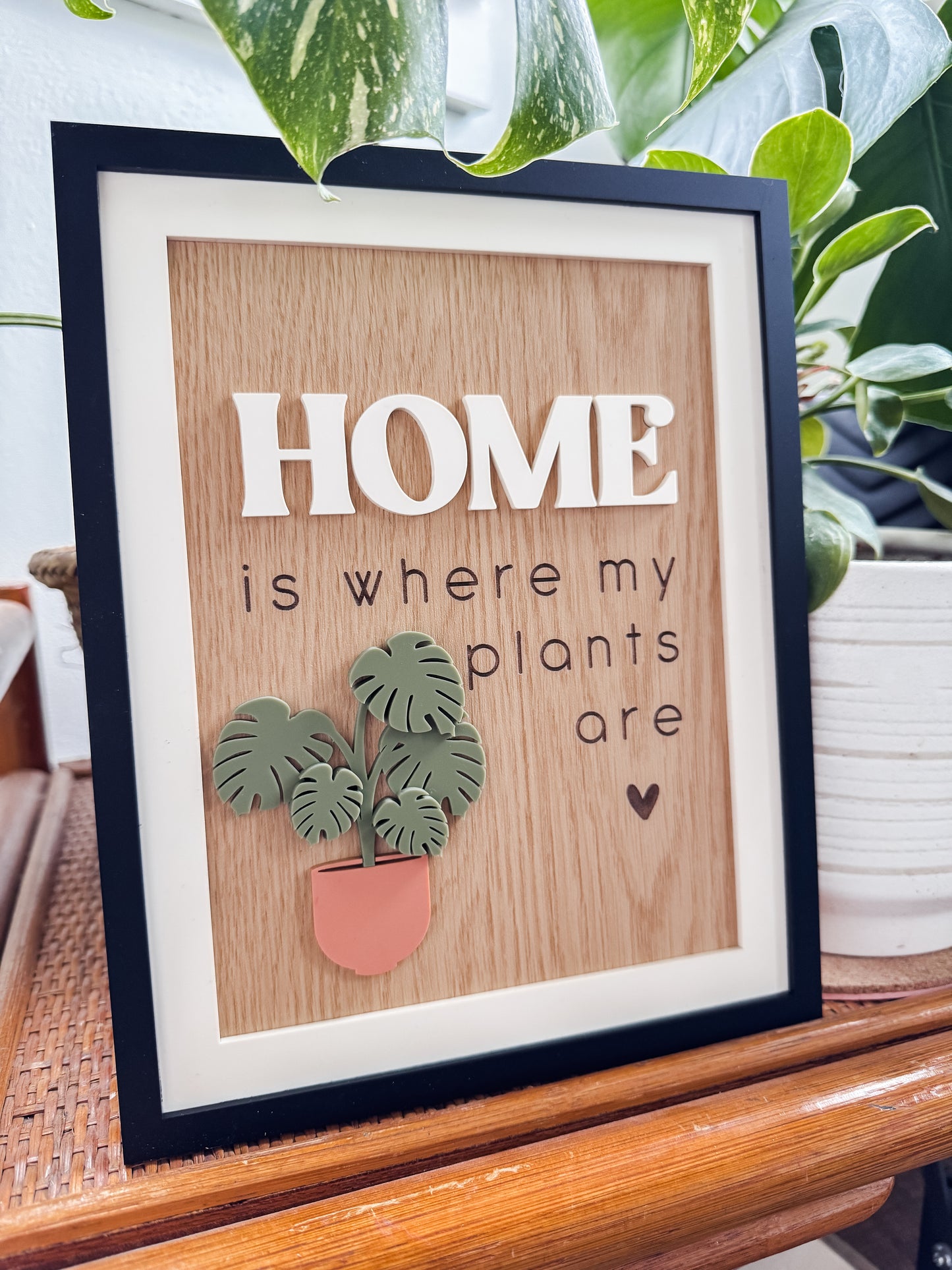 Home is Where my Plants Are Sign | Laser Engraved | Boho Decor | Handmade | Framed Signs | Plant Lover | Framed Sign