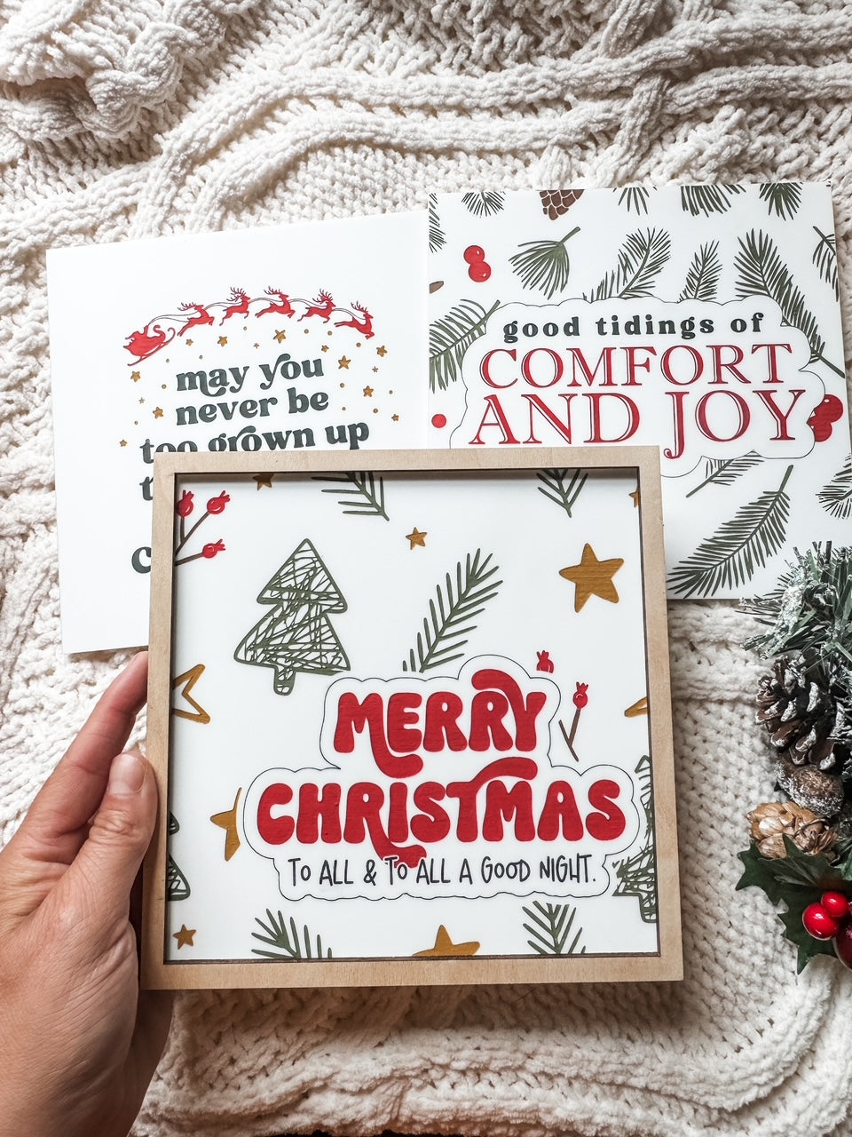 Interchangeable Christmas Signs Inserts | Framed Sign | Handmade | Laser Engraved | Pick Your Style | Christmas Decor |