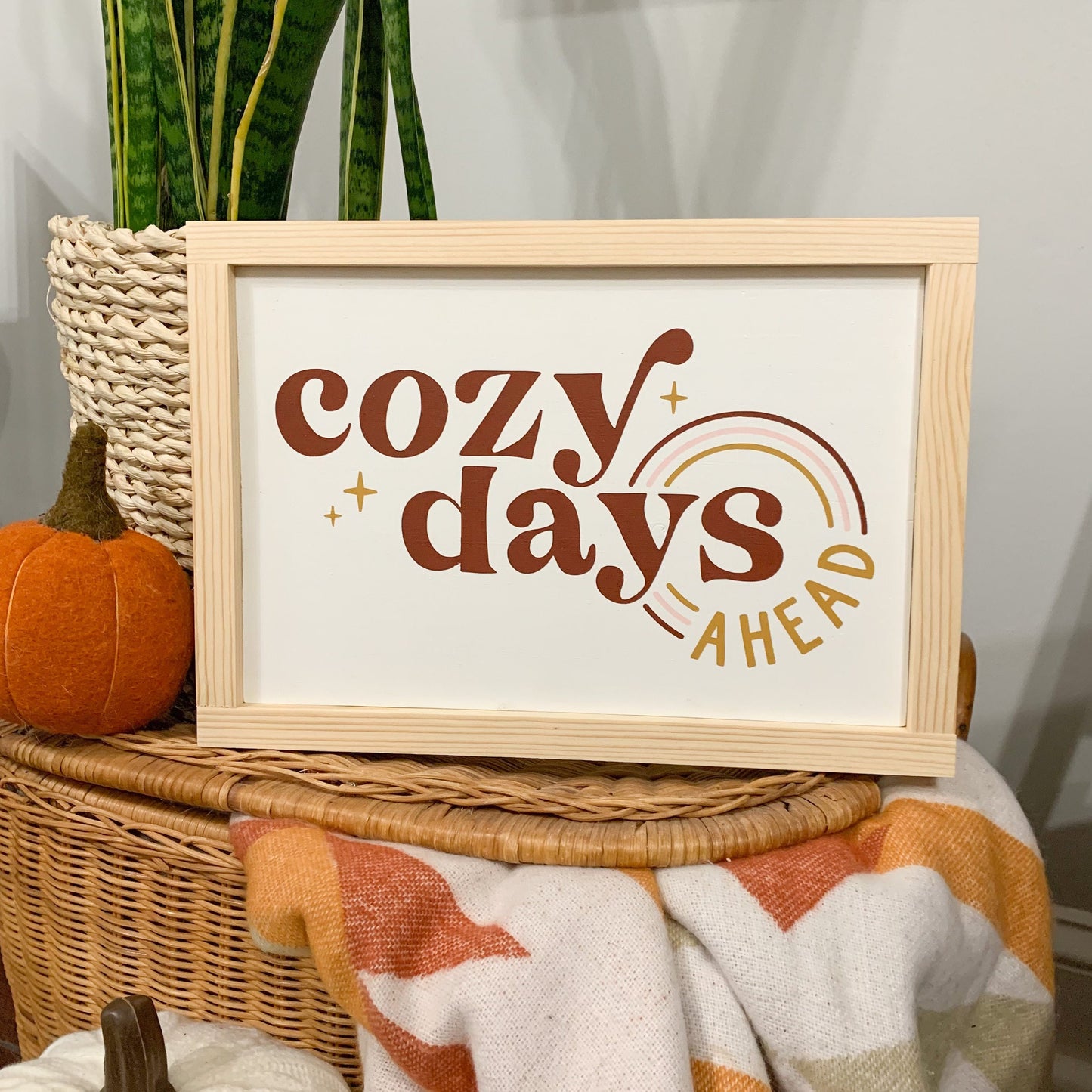 Cozy days ahead, Autumn Fall Framed Sign , Fall Wood Signs, Farmhouse Fall Decor, Shelf Decor, Wood sign
