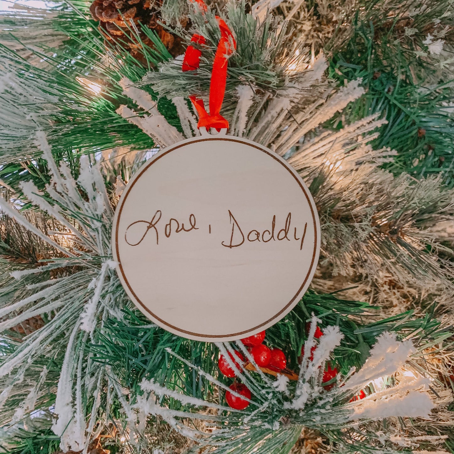 Wooden Tree Ornament Custom Engraved with Handwriting | Personalized Christmas Gift | Engraved Keepsake | Handwritten Ornament