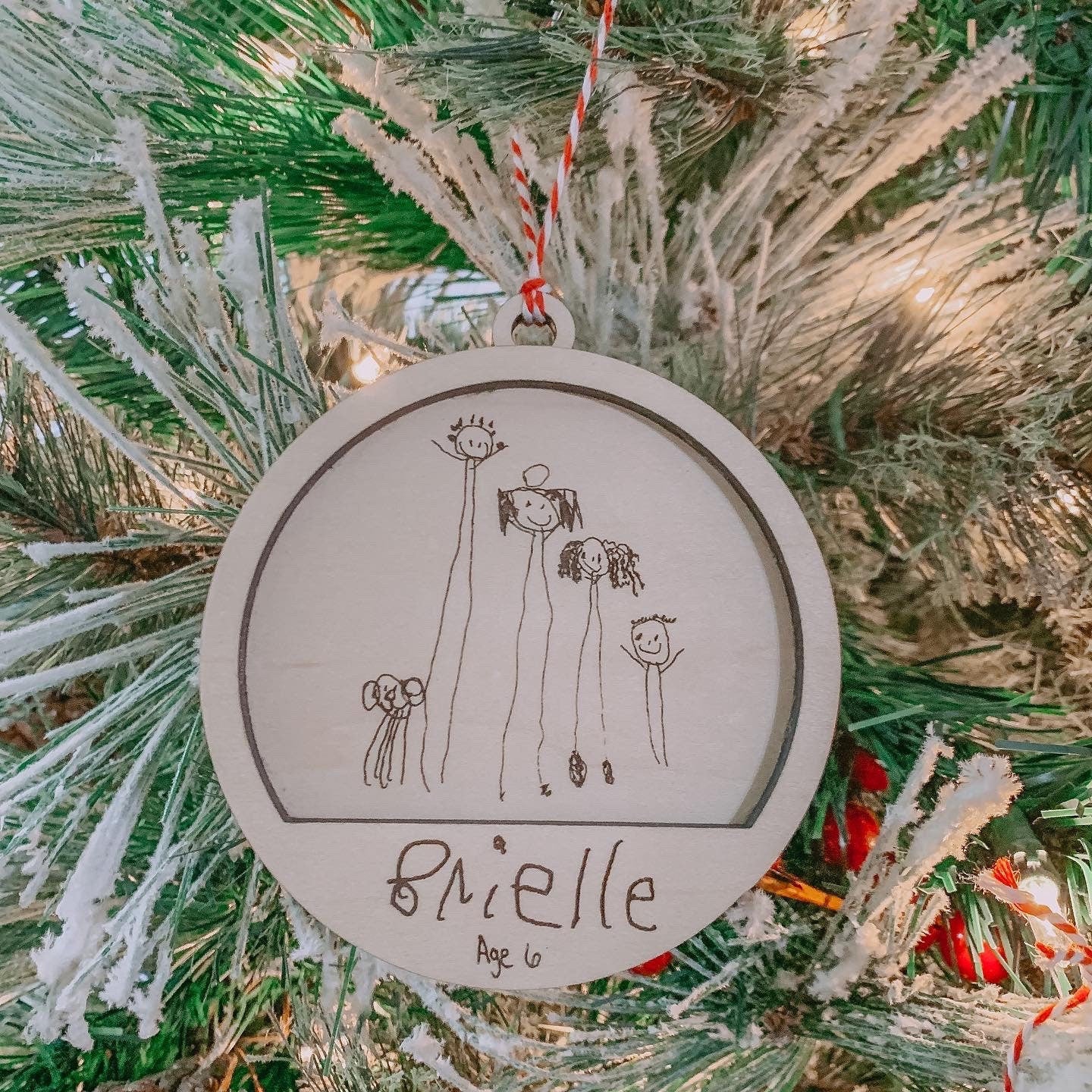 Wooden Tree Ornament Engraved with Child's Drawing | Personalized Christmas Gift | Engraved Keepsake | Kid's Artwork | Keepsake Gift