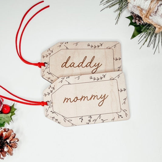 Personalized Holly Stocking Tag | Wooden Name Tags | Christmas Labels | Wooden Present Tags | Christmas Stocking tags