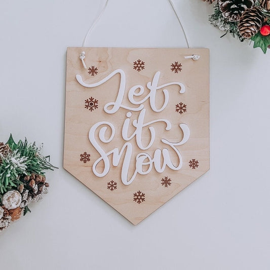 Let it Snow 3D Hanging Christmas Sign | Boho Christmas Sign | 3D Sign | Laser Engraved | Boho Christmas Sign