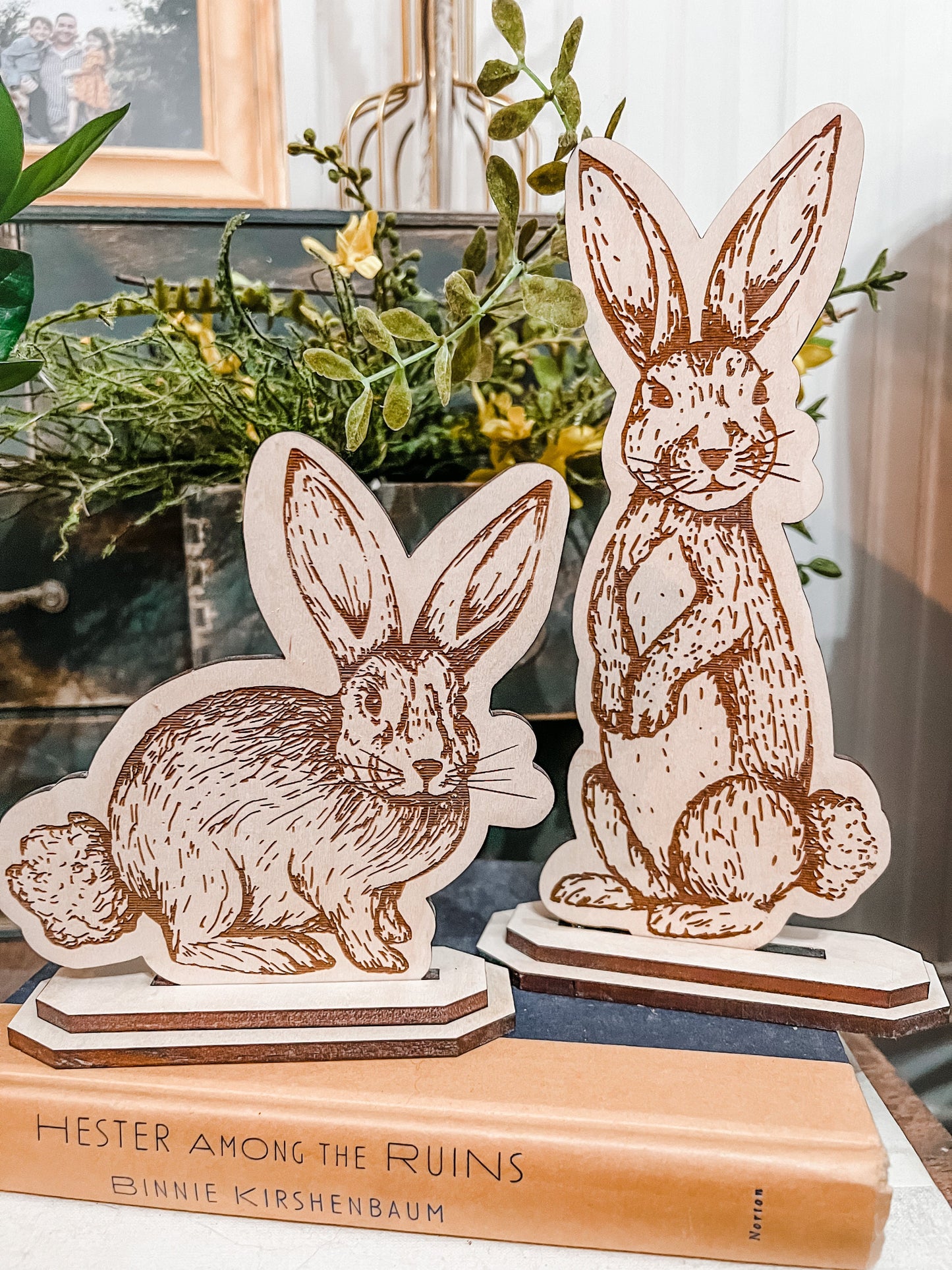 Easter Bunnies with Stands | Set of 3 | Easter Decor | Handmade | Easter Centerpiece | Spring Decor