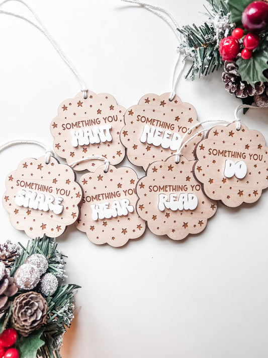 Something You Tags | Kids Present Tags | Reusable Gift Tags | Minimalist Gift Tags | Christmas Gift Tags | Set of 6 | Wood Christmas Tags