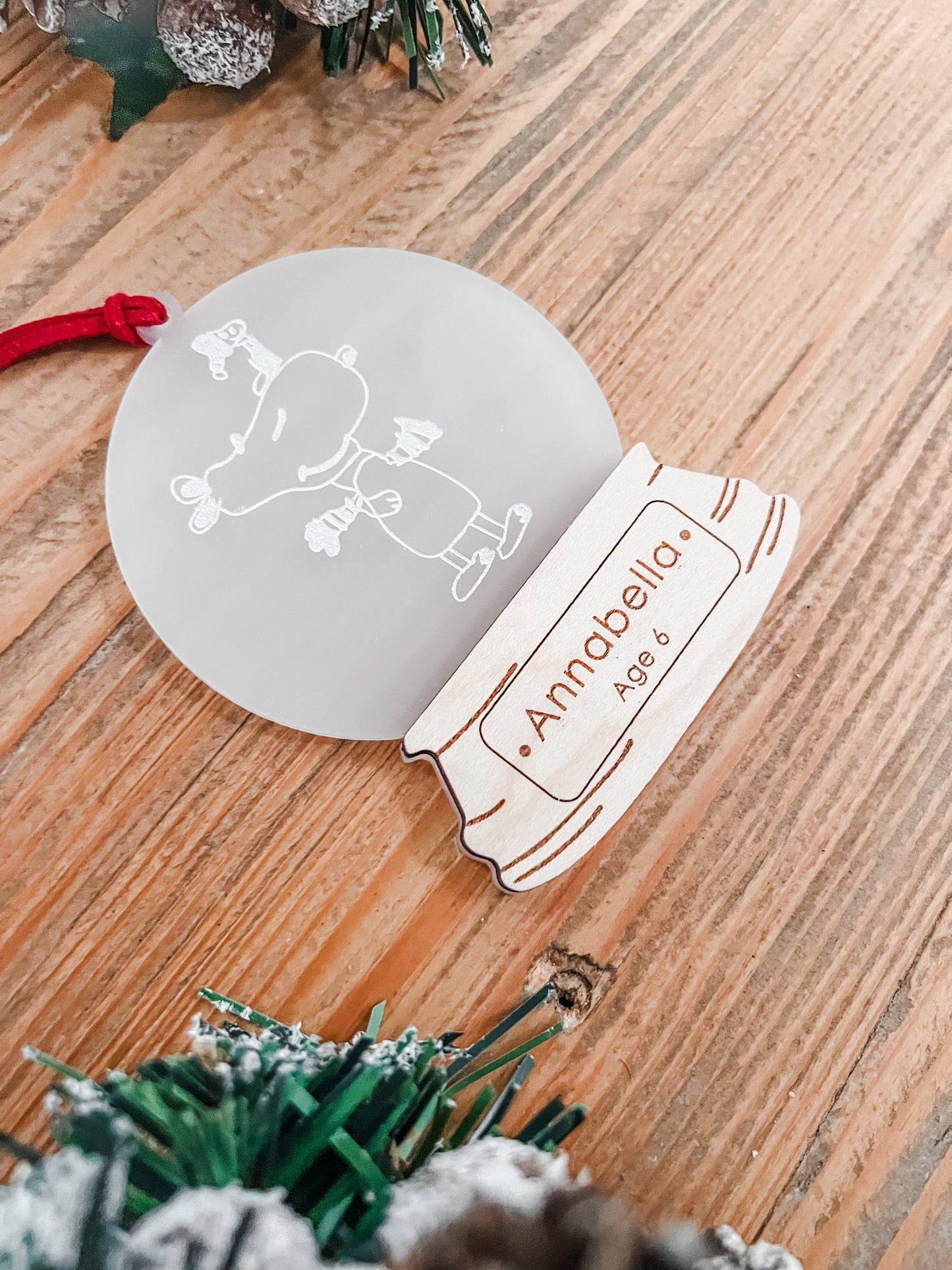 Snow globe Tree Ornament Engraved with Child's Drawing | Personalized Christmas Gift | Engraved Keepsake | Kid's Artwork | Keepsake Gift
