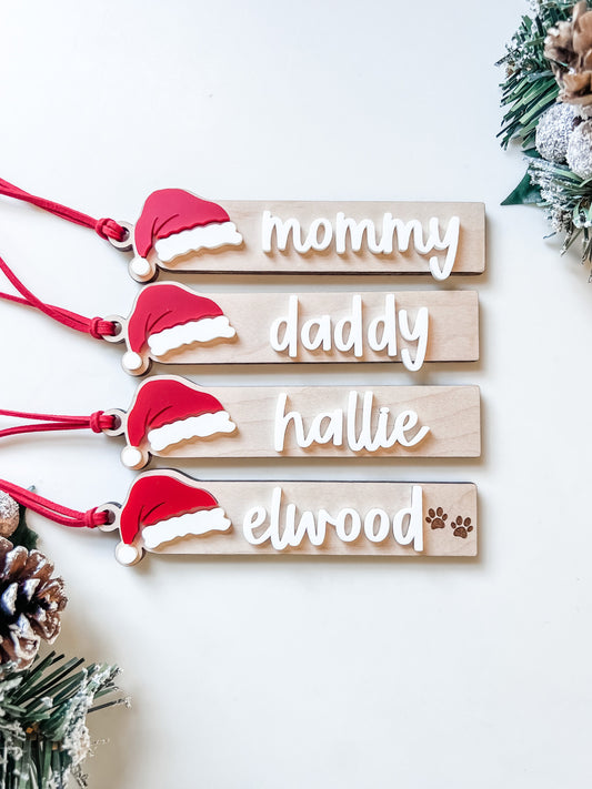 Personalized Santa Hat Stocking Tags | Wooden Name Tags | Christmas Labels | Wooden Present Tags | Christmas Stocking tags | Present Tags