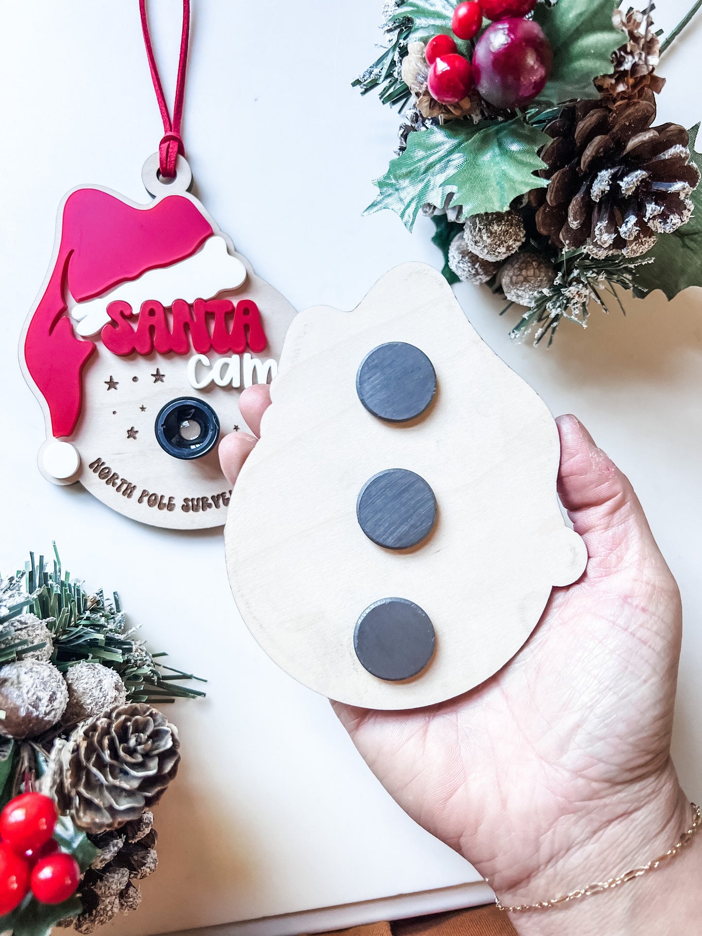 Santa Cam Ornament | Santa Cam Magnet | North Pole Surveillance Co | Christmas Magic | Kids Christmas