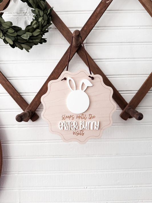 Countdown to Easter Whimsical Hanging Sign | Sleeps Until the Easter Bunny Visits | Handmade | Laser Engraved Sign