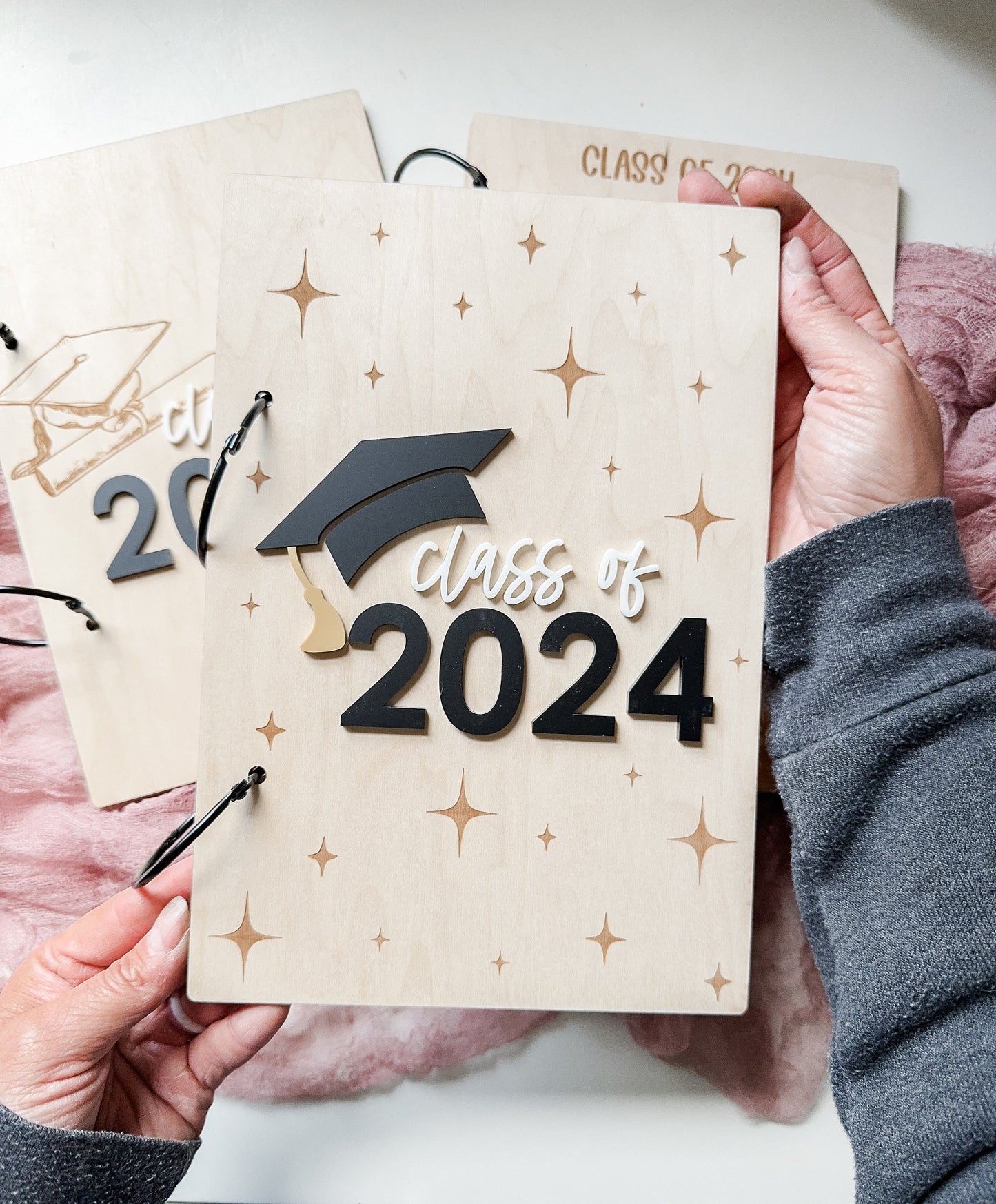 Class of 2024 Grad Card Holder | Graduation Card Storage | Photo Holder | Laser Engraved | Graduation Memories | Grad Keepsakes