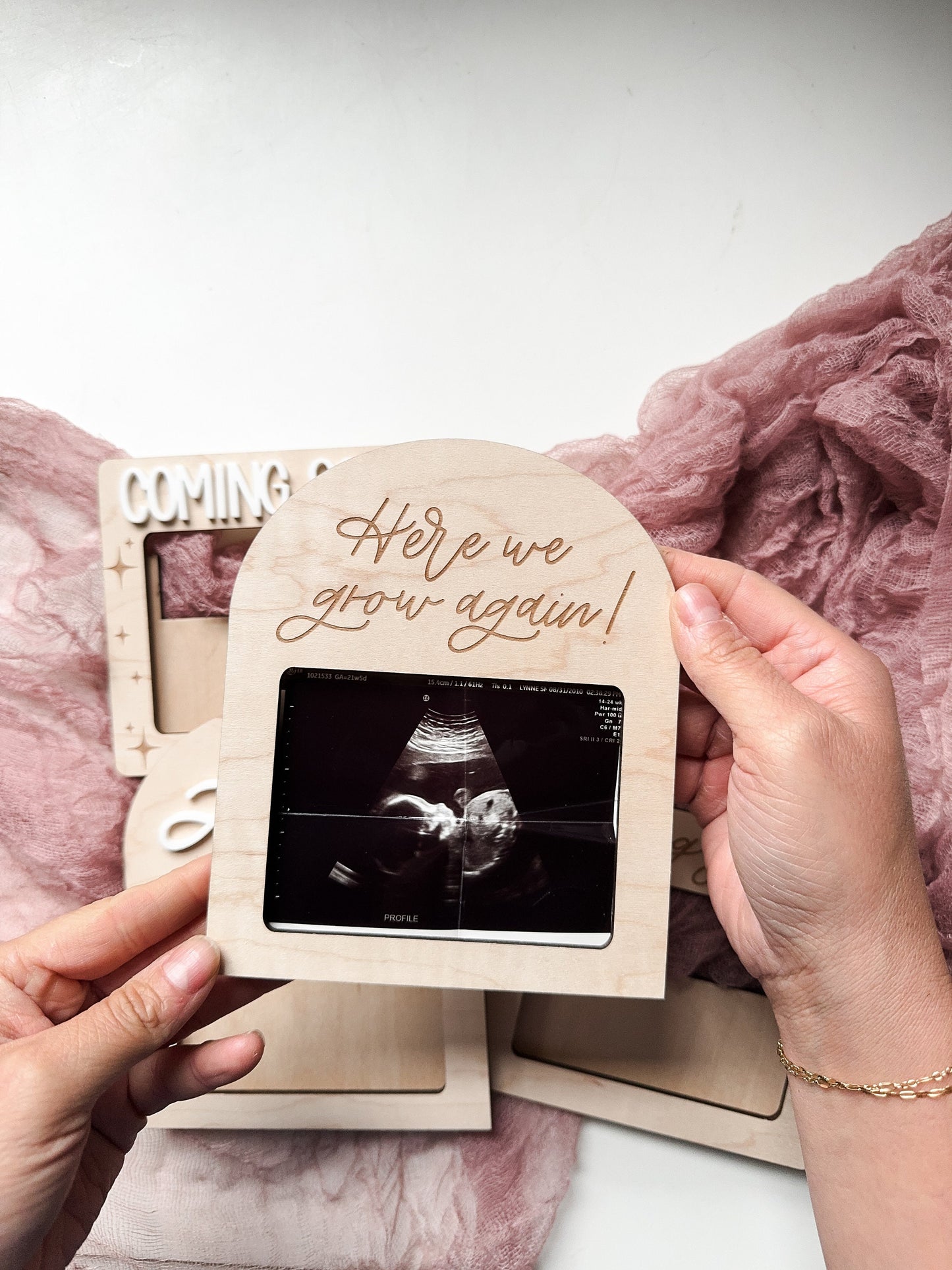 Pregnancy Announcements Keepsake Gift | Ultrasound Picture Fridge Magnet | Here We Grow Again Keepsake | Coming Soon | Choose Your Style