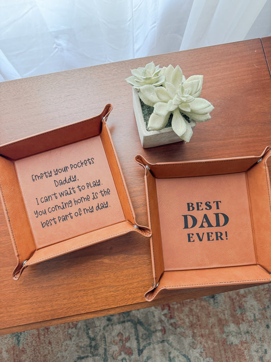 Leatherette Catch-All Tray | Gift for Dad | Personalized Father's Day Gift | Coin Tray | Engraved Gift | Father's Day Gift | Catch All Tray