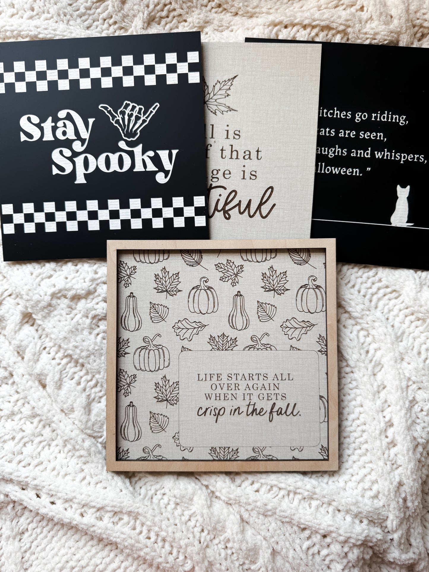 Interchangeable Fall and Halloween Signs| Framed Sign | Handmade | Laser Engraved | Pick Your Style | Fall Decor | Halloween Signs